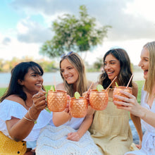 Load image into Gallery viewer, Copper Mug with Straw- Diamond style, Single