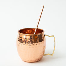 Load image into Gallery viewer, Hammered Copper Mug with Straw, Single